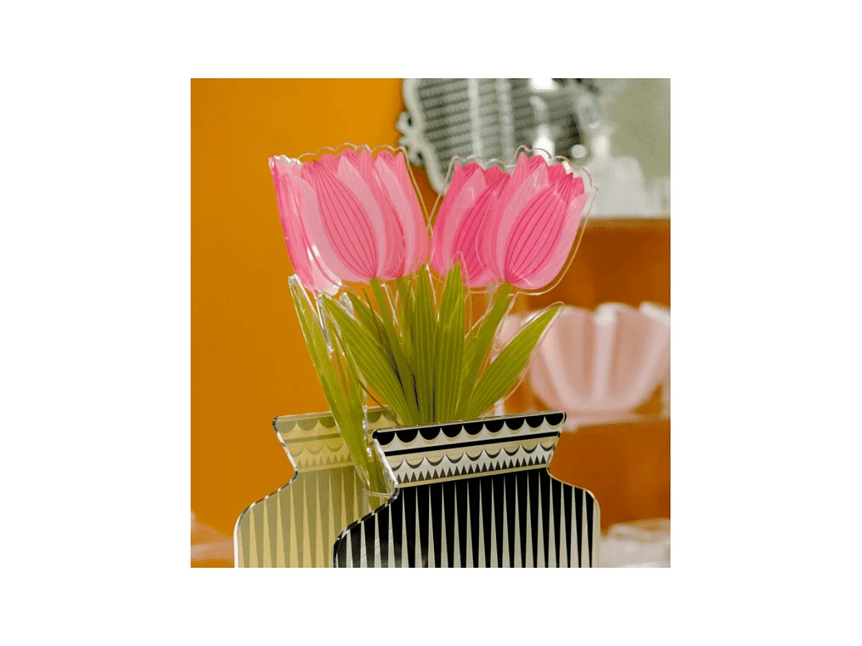 Decoratieve bloem van acrylglas, Tulipano, roze H42 cm, Funny Flowers