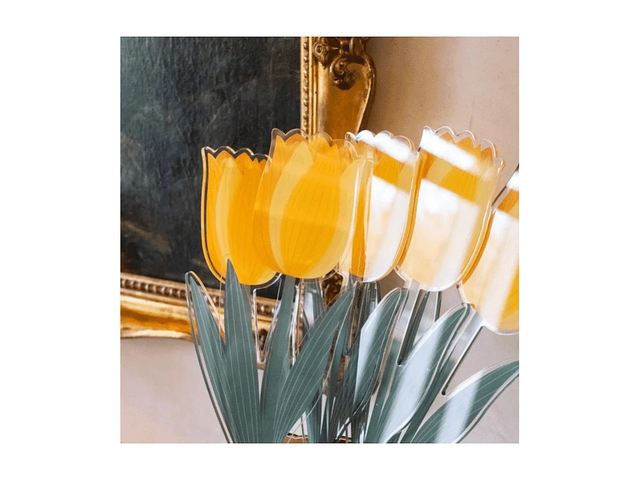 Decoratieve bloem van acrylglas, Tulipano, geel H59 cm, Funny Flowers