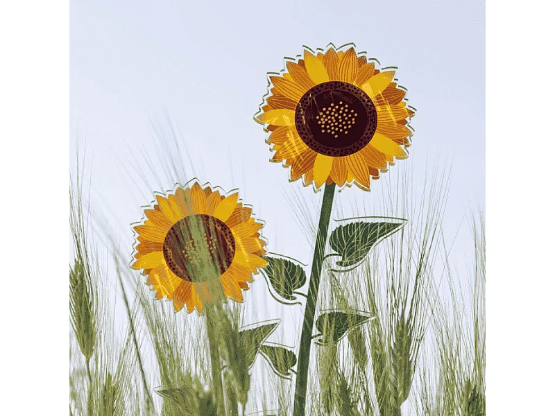 Fiore decor in cristallo acrilico, Girasole, giallo H43 cm, Funny Flowers