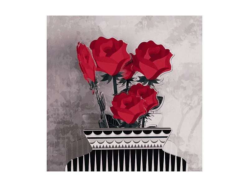 Dekoracyjna figurka kwiatu z kryształu akrylowego, Rosa, czerwony wys. 43 cm