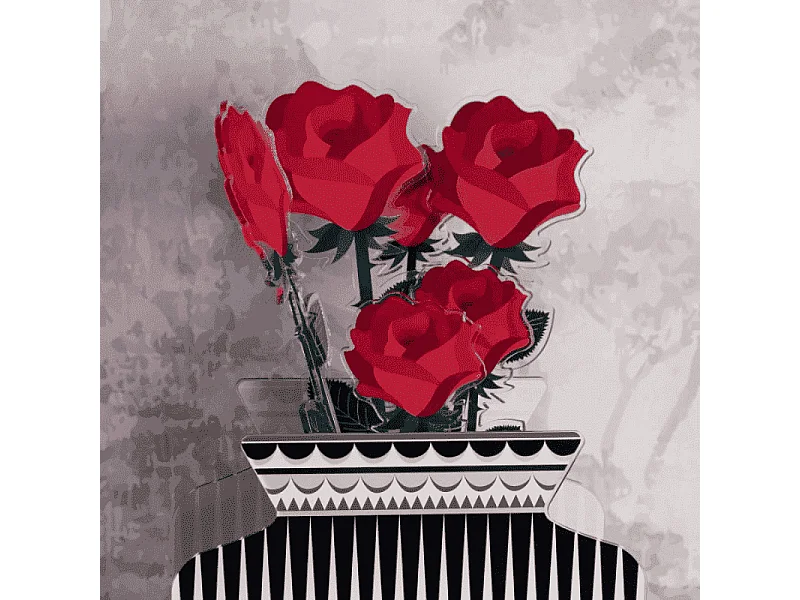 Fleur décorative en cristal acrylique, Rosa, rouge H43 cm, Funny Flowers