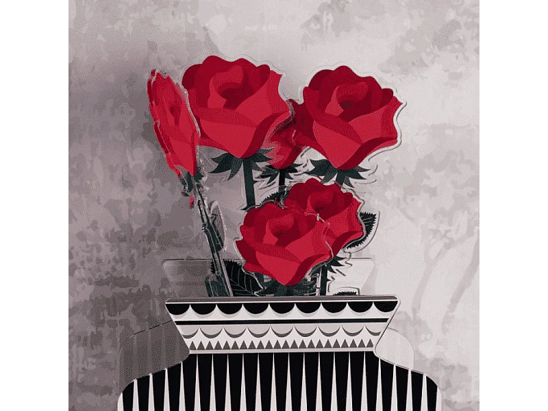 Dekoracyjna figurka kwiatu z kryształu akrylowego, Rosa, czerwony wys. 43 cm