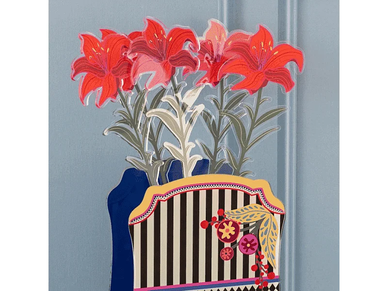 Dekoracyjna figurka kwiatu z kryształu akrylowego, Giglio, czerwony wys. 43 cm