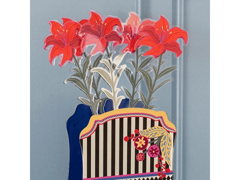 Dekoracyjna figurka kwiatu z kryształu akrylowego, Giglio, czerwony wys. 43 cm