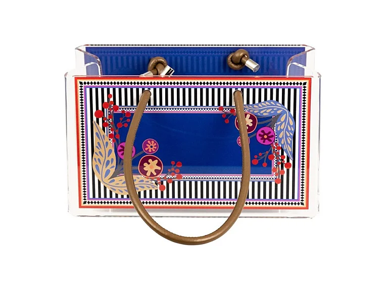 Vide-poche en cristal acrylique bleu/multicolore L20 cm, Charlotte