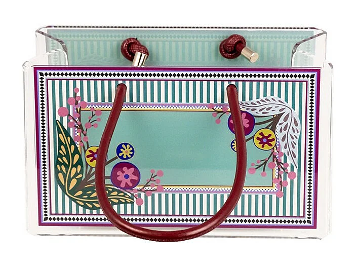 Pojemnik z kryształu akrylowego turkusowy/wielokolorowy dł. 20 cm, Charlotte