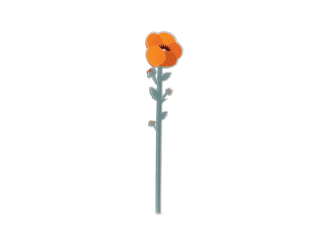 Fleur décorative en cristal acrylique, Gardenia, orange H55,5 cm, Funny Flowers