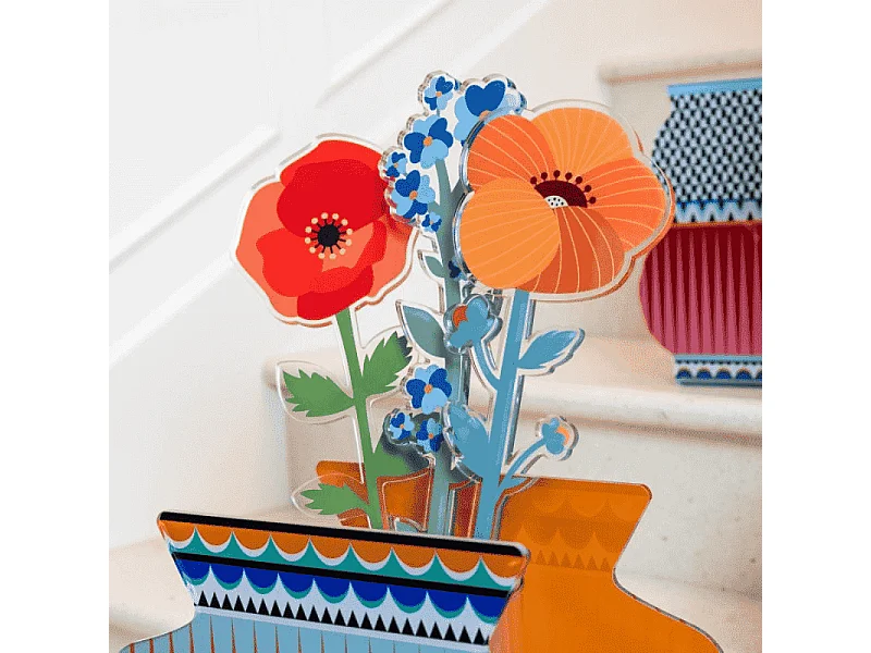 Fleur décorative en cristal acrylique, Gardenia, orange H55,5 cm, Funny Flowers