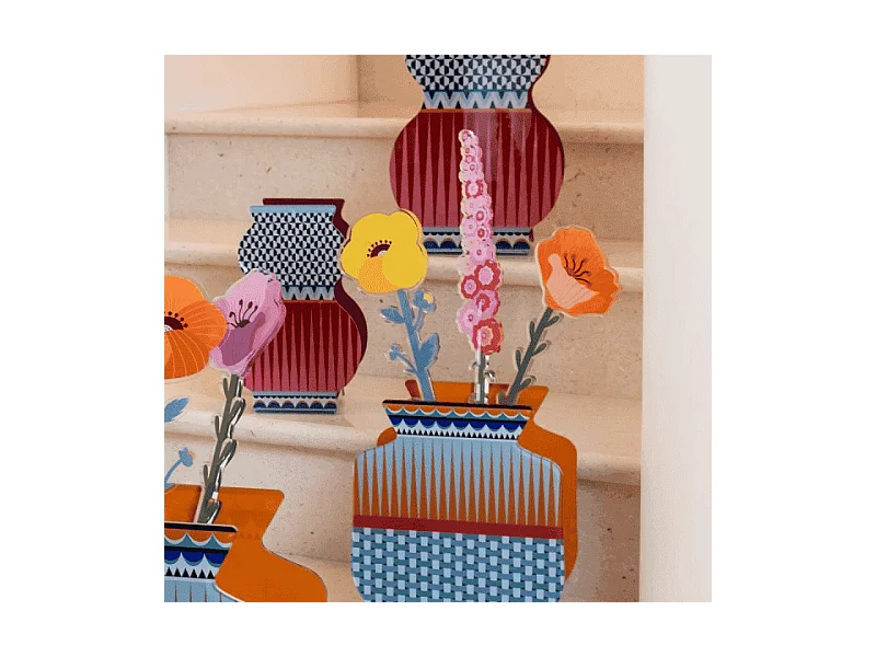 Fleur décorative en cristal acrylique, Petunia, orange H44 cm, Funny Flowers