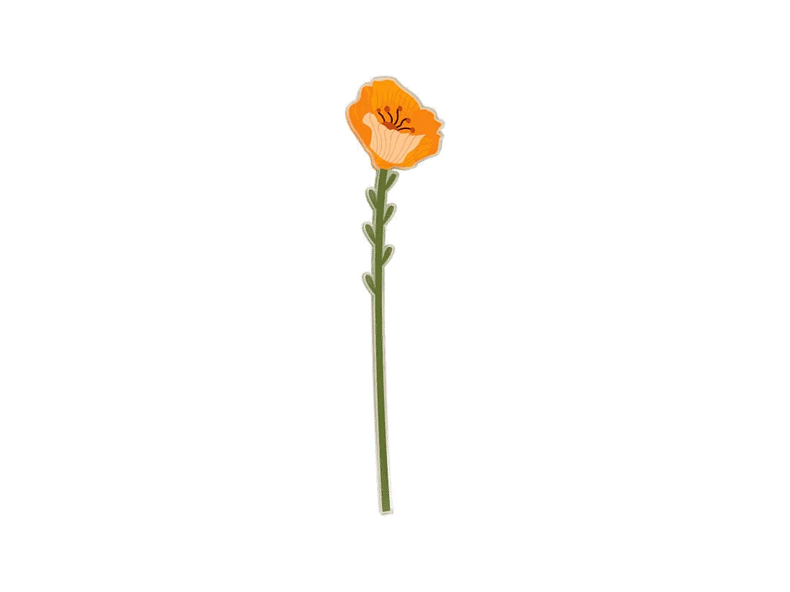 Fleur décorative en cristal acrylique, Petunia, orange H44 cm, Funny Flowers