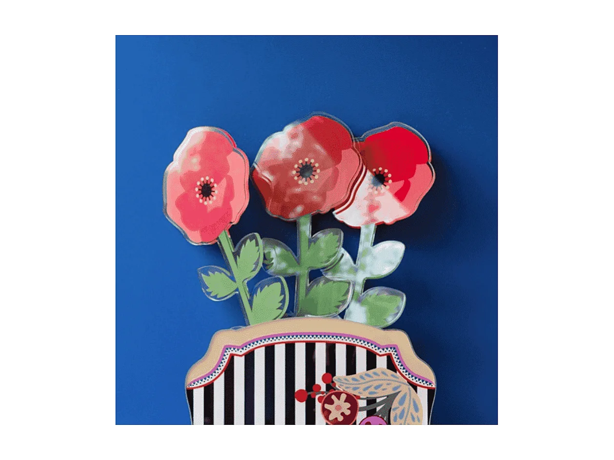 Fleur décorative en cristal acrylique, Papavero, rouge H55 cm, Funny Flowers