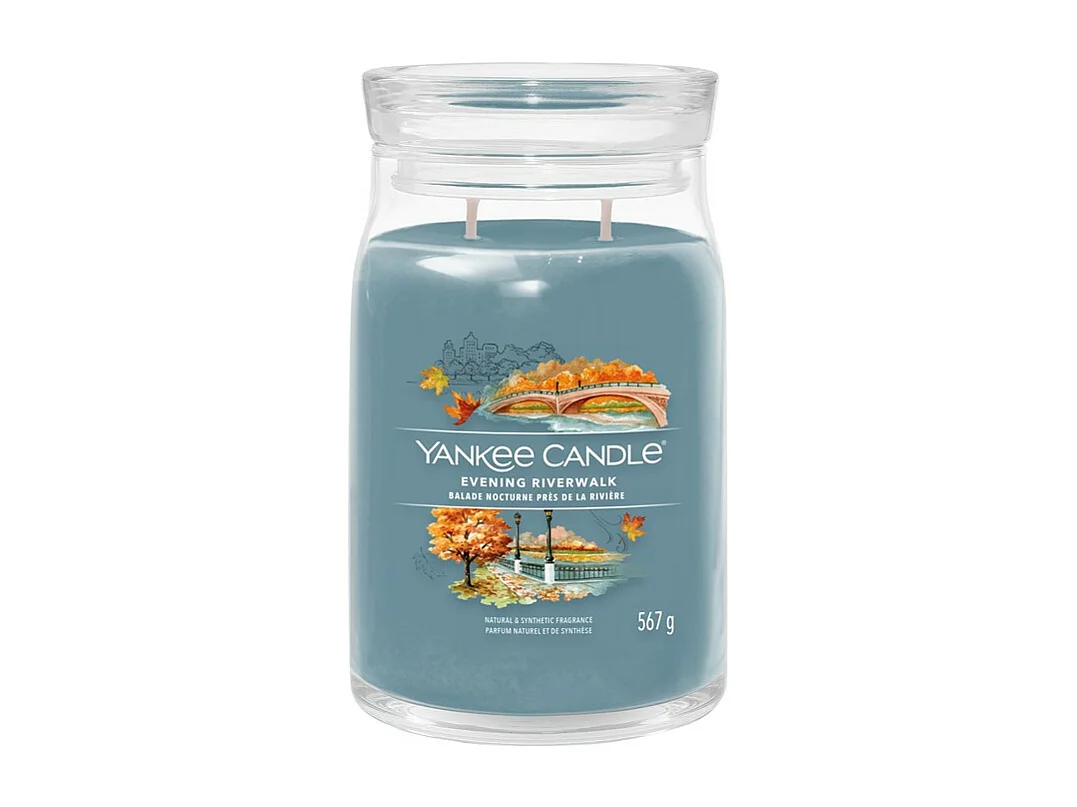 Świeca zapachowa w dużym słoju, Evening Riverwalk, lazurowy 567 gr, Signature
