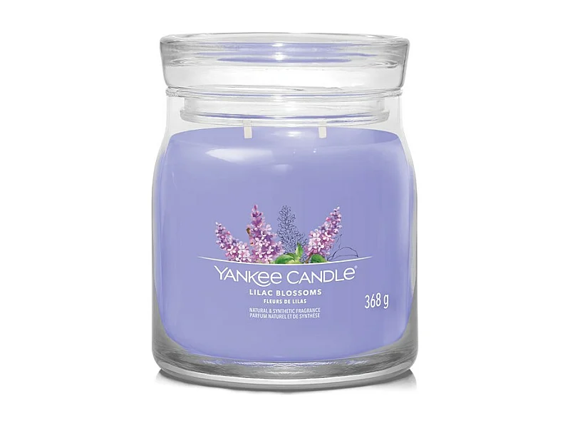 Vela perfumada en tarro mediano, Lilac Blossoms, violeta 368 gr, Signature