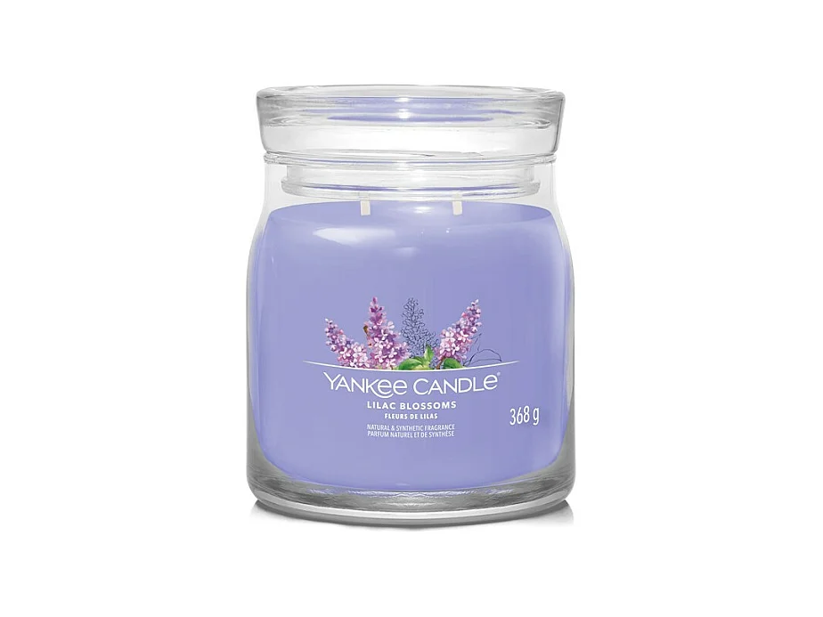 Bougie parfumée en pot moyen, Lilac Blossoms, violet 368 gr, Signature