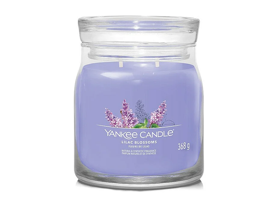 Bougie parfumée en pot moyen, Lilac Blossoms, violet 368 gr, Signature