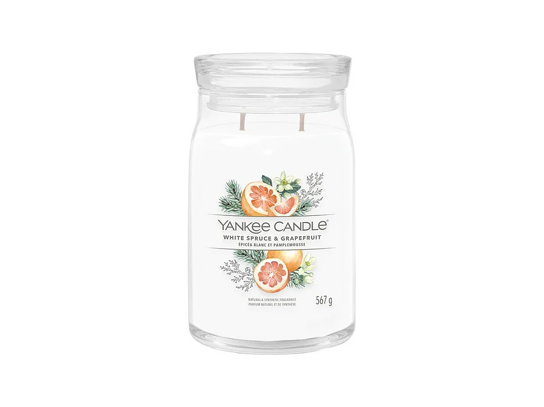 Bougie en grand pot, White Spruce & Grapefruit, blanc 567 gr, Signature