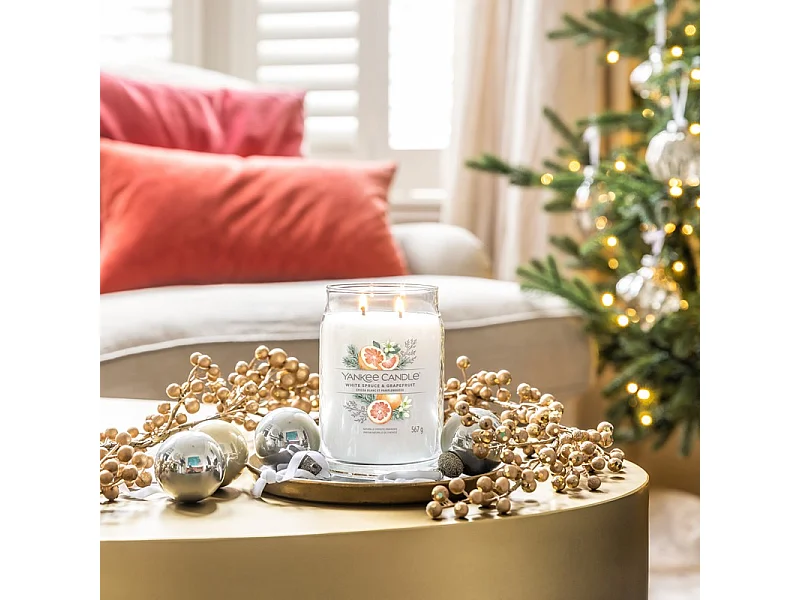 Bougie en grand pot, White Spruce & Grapefruit, blanc 567 gr, Signature