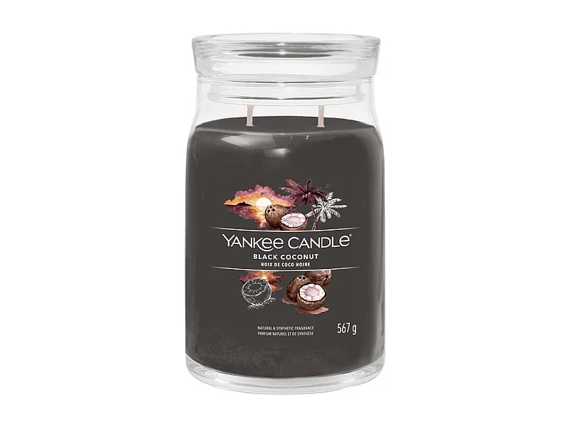 Vela perfumada en tarro grande, Black Coconut, negro 567 gr, Signature