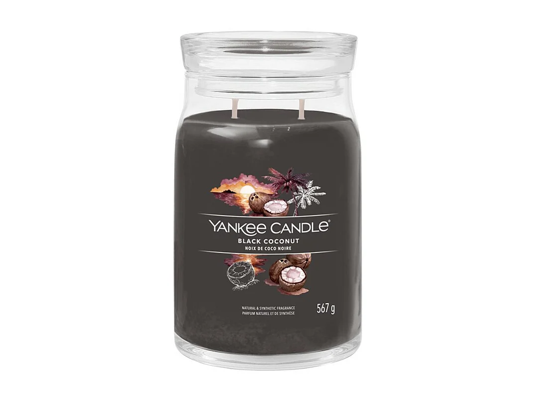 Bougie parfumée en grand pot, Black Coconut, noir 567 gr, Signature