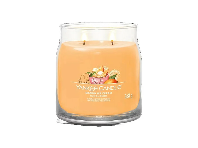 Bougie parfumée en pot moyen, Mango Ice, orange 368 gr, Signature