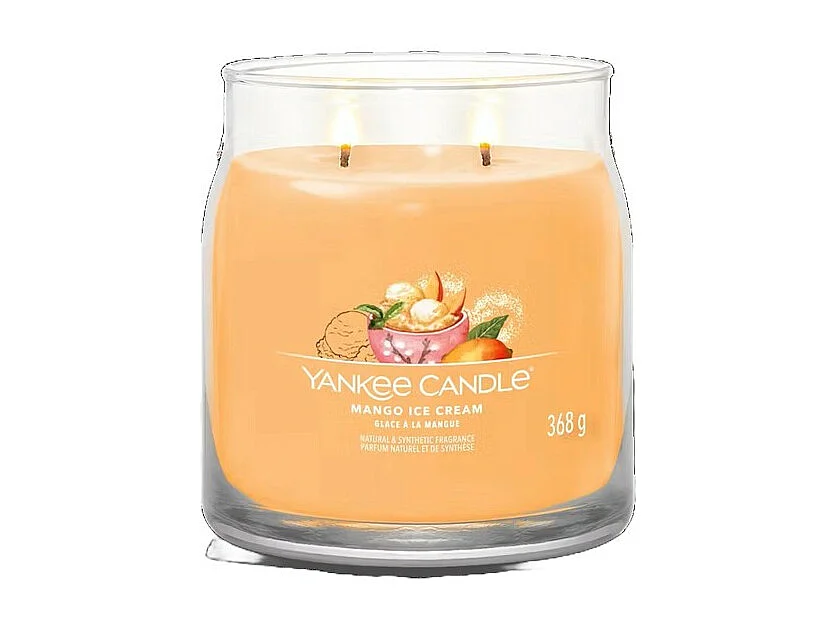 Bougie parfumée en pot moyen, Mango Ice, orange 368 gr, Signature