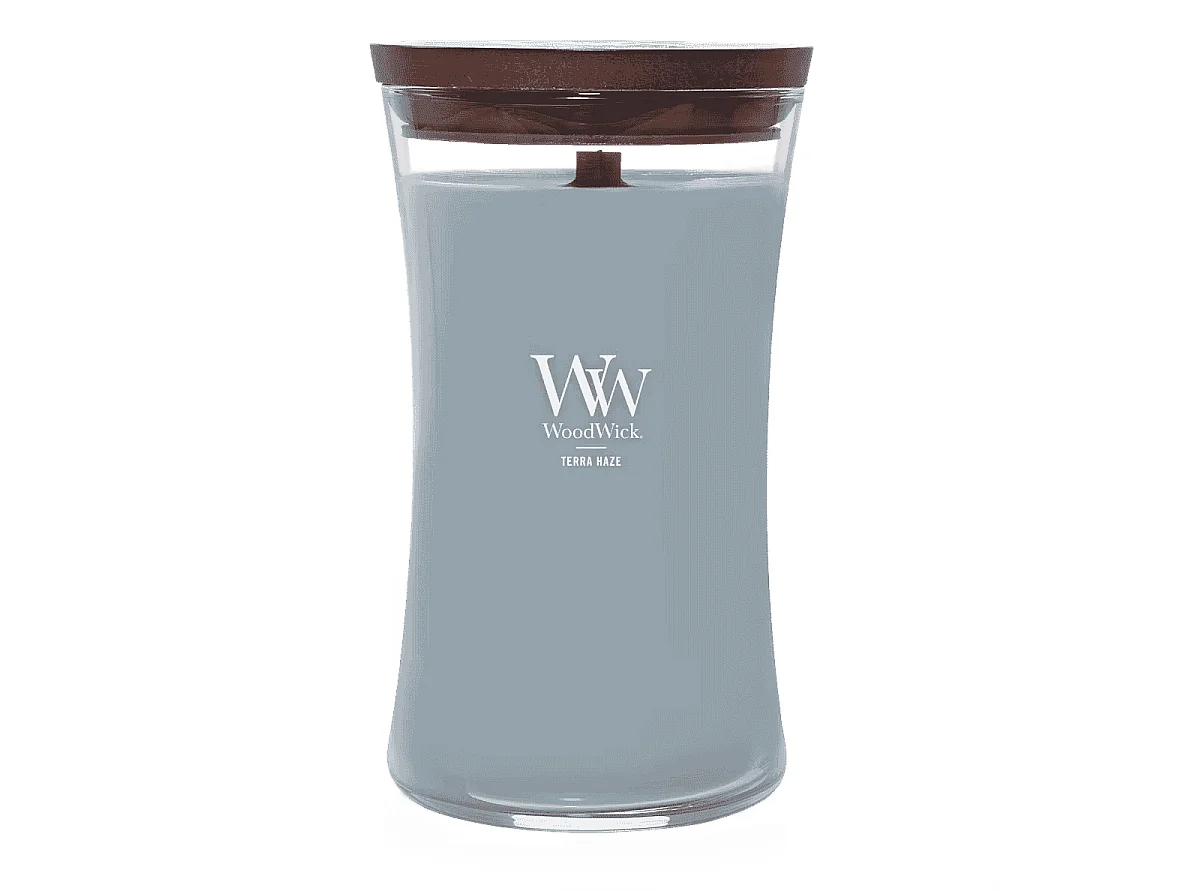 Świeca zapachowa klepsydra, Terra Haze, szary 609 gr