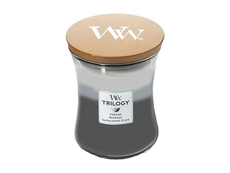 Świeca zapachowa klepsydra, Warm Woods, szary 275 gr