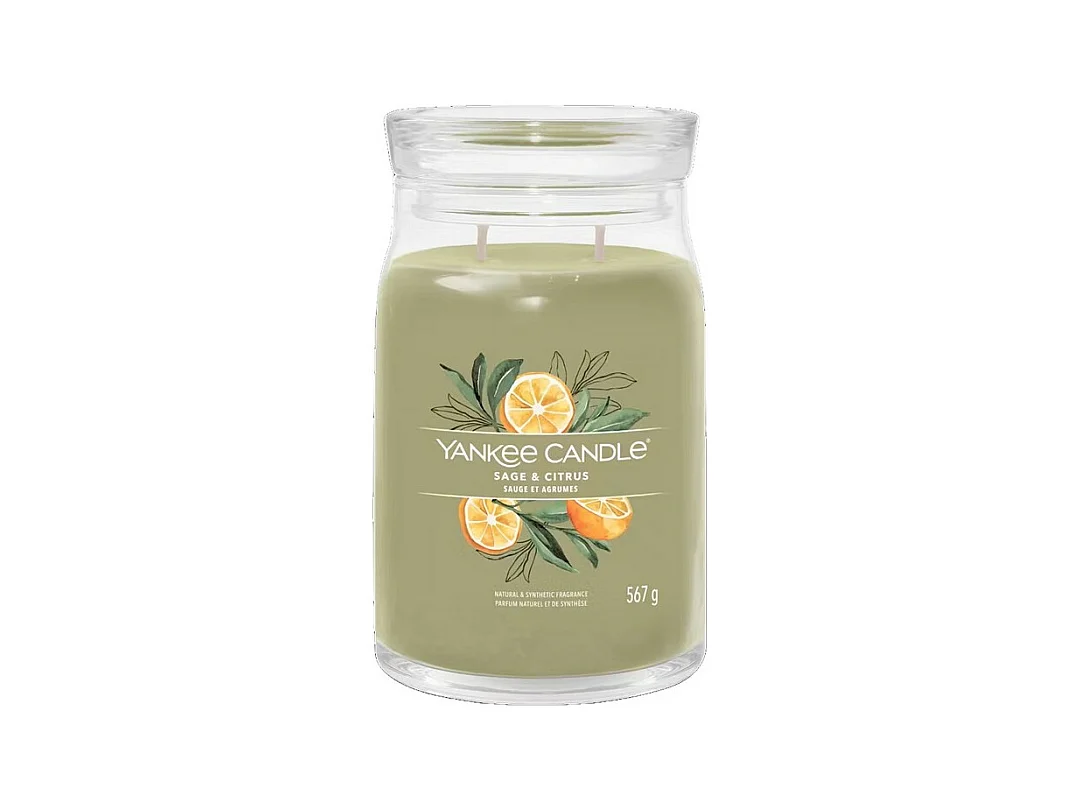 Bougie parfumée en grand pot, Sage & Citrus, vert 567 gr, Signature