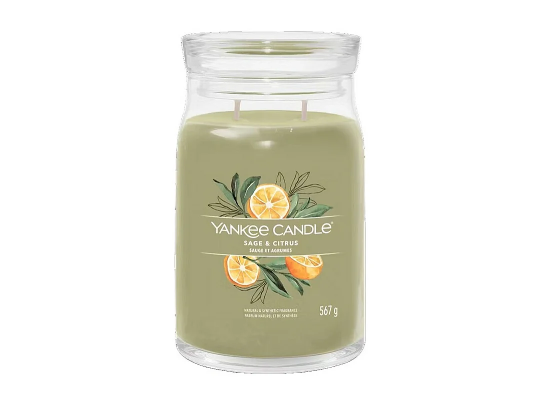 Bougie parfumée en grand pot, Sage & Citrus, vert 567 gr, Signature