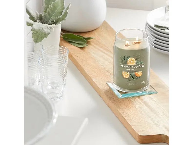 Bougie parfumée en grand pot, Sage & Citrus, vert 567 gr, Signature