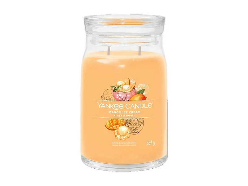 Świeca zapachowa w dużym słoju, Mango Ice Cream, pomarańczowy 567 gr, Signature
