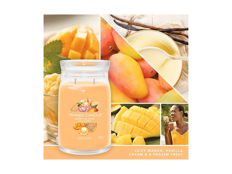 Duftkerze im großen Glas, Mango Ice Cream, orange 567 gr, Signature