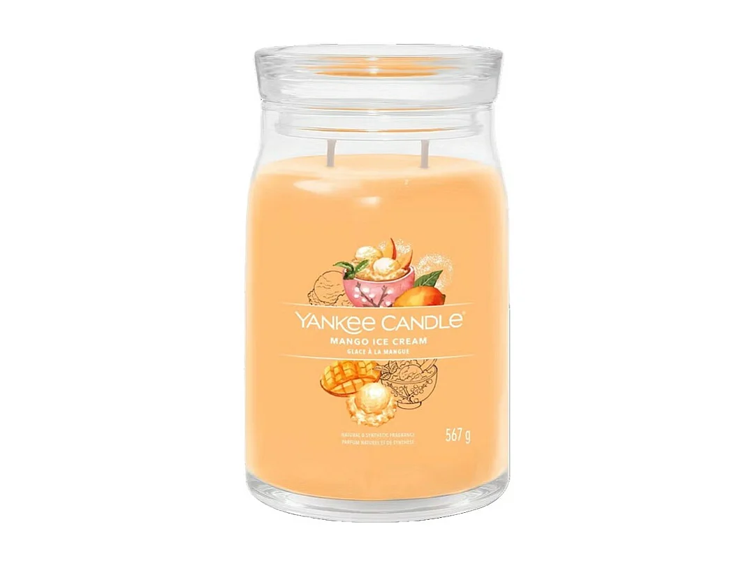 Duftkerze im großen Glas, Mango Ice Cream, orange 567 gr, Signature