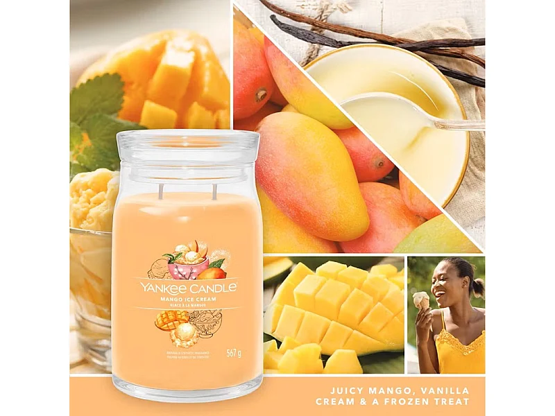 Duftkerze im großen Glas, Mango Ice Cream, orange 567 gr, Signature