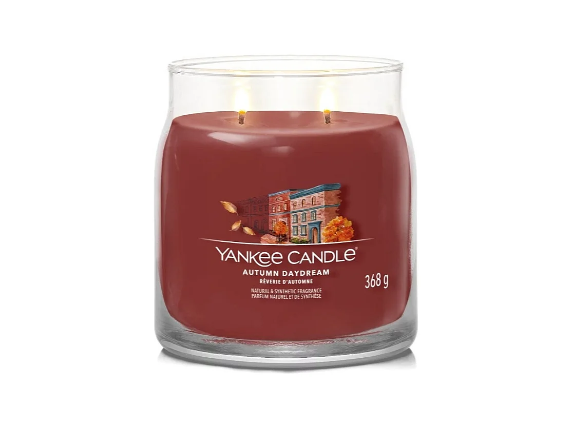 Duftkerze im mittelgroßen Glas, Autumn Daydream, rot 368 gr, Signature