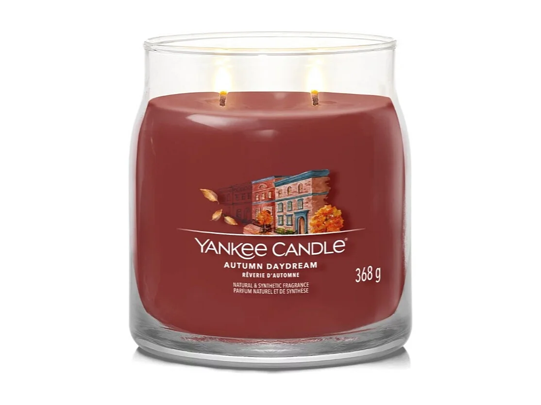 Duftkerze im mittelgroßen Glas, Autumn Daydream, rot 368 gr, Signature