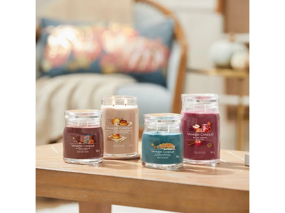 Duftkerze im mittelgroßen Glas, Autumn Daydream, rot 368 gr, Signature