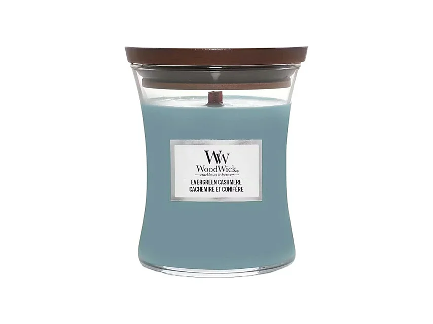 Candela profumata a clessidra, Evergreen Cashmere, azzurro 275 gr