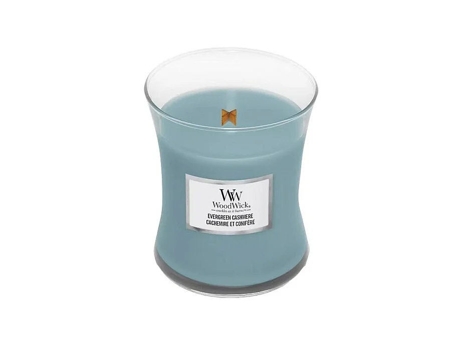 Candela profumata a clessidra, Evergreen Cashmere, azzurro 275 gr