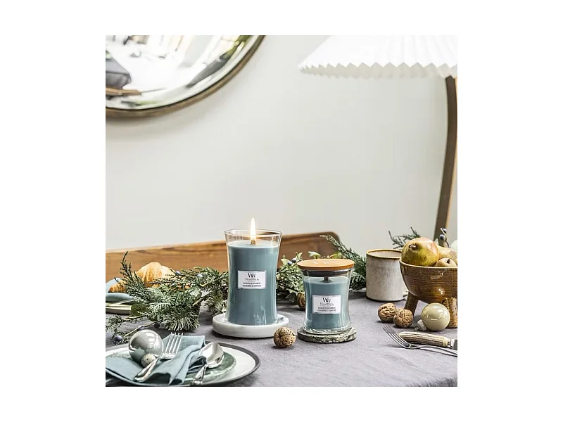 Candela profumata a clessidra, Evergreen Cashmere, azzurro 275 gr