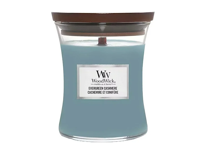 Bougie parfumée sablier, Evergreen Cashmere, azur 275 gr