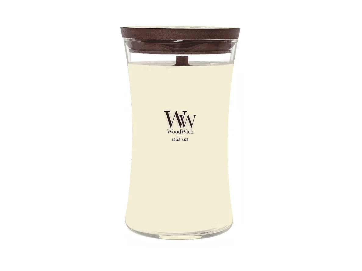 Bougie parfumée sablier, Solar Haze, jaune 609 gr
