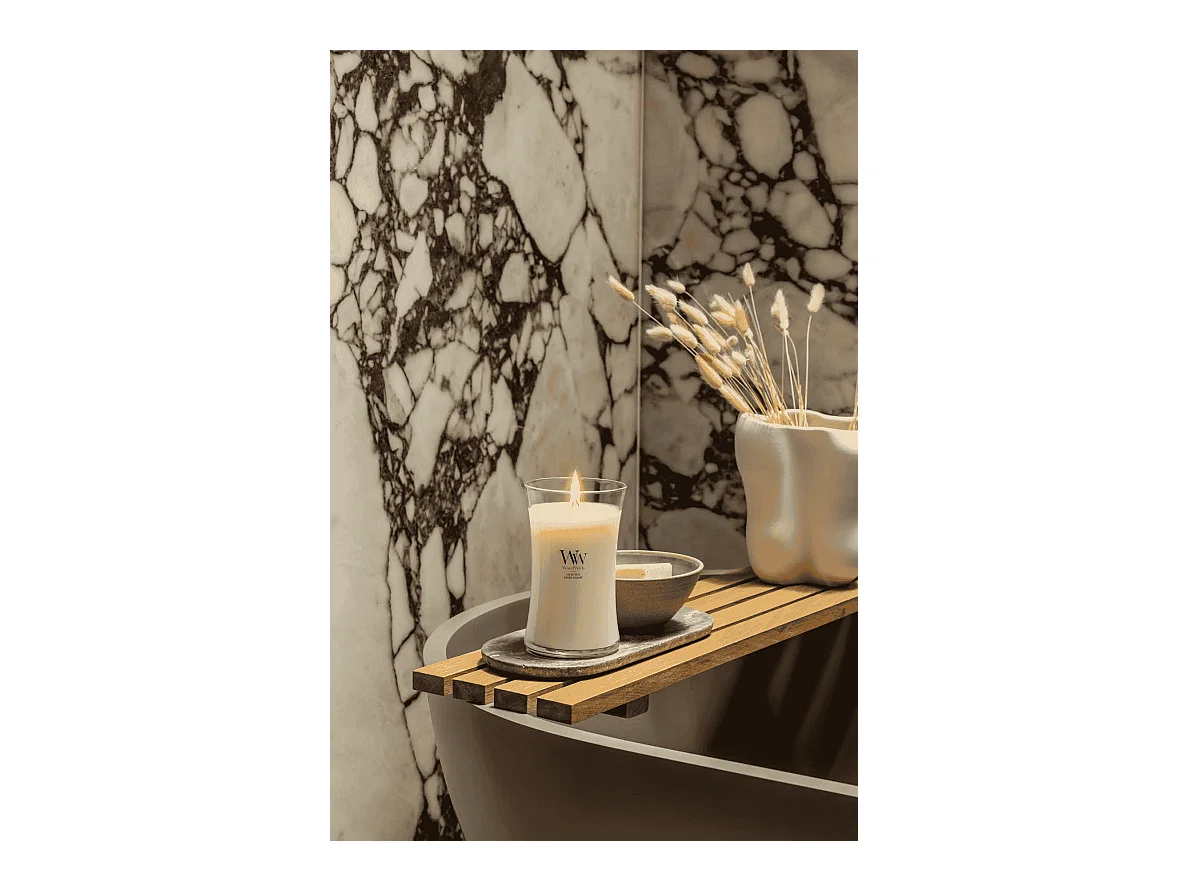 Bougie parfumée sablier, Solar Haze, jaune 609 gr