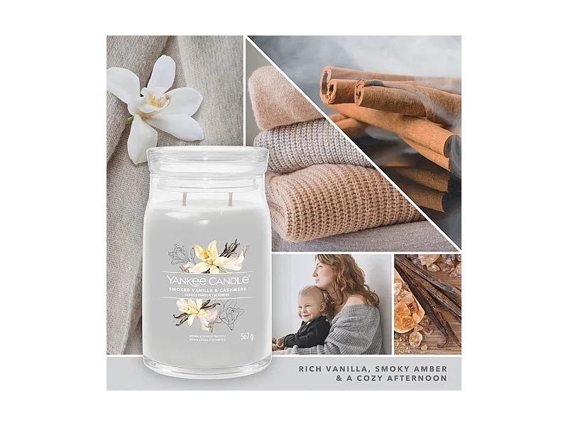 Bougie en grand pot, Smoked Vanilla & Cashmere, gris 567 gr, Signature