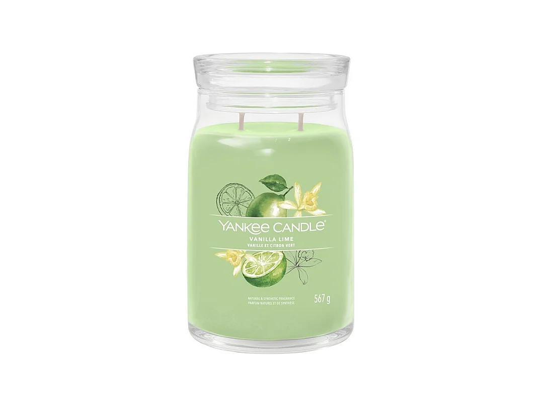 Bougie parfumée en grand pot, Vanilla Lime, vert 567 gr, Signature