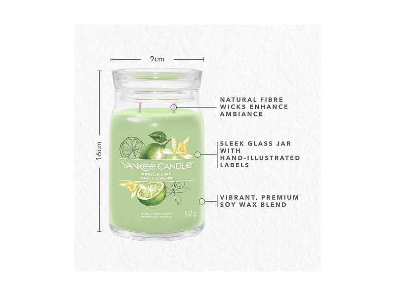 Bougie parfumée en grand pot, Vanilla Lime, vert 567 gr, Signature