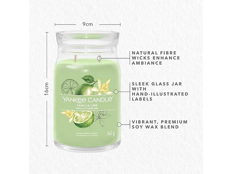 Bougie parfumée en grand pot, Vanilla Lime, vert 567 gr, Signature