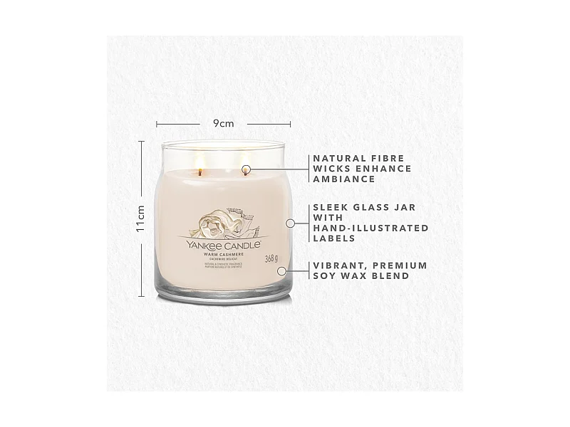 Vela perfumada em frasco médio, Warm Cashmere, bege 368 gr, Signature