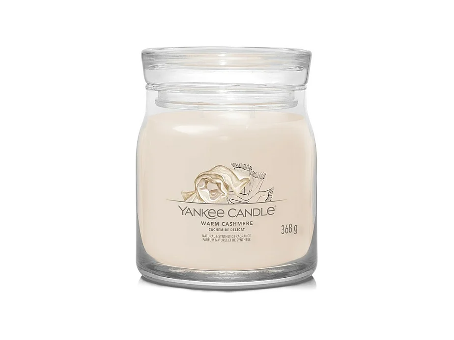 Bougie parfumée en pot moyen, Warm Cashmere, beige 368 gr, Signature