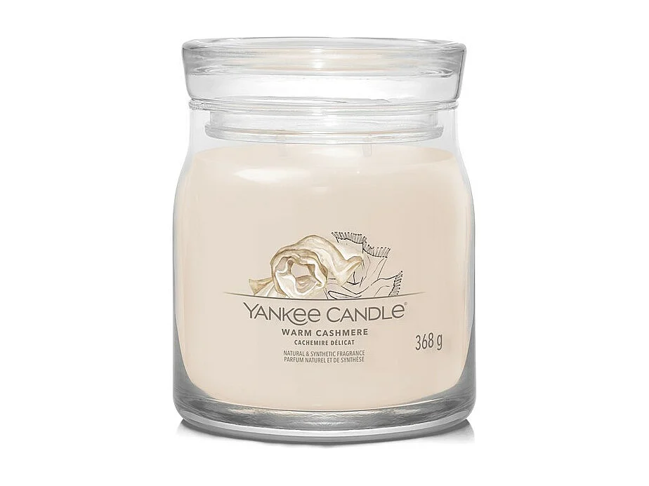 Bougie parfumée en pot moyen, Warm Cashmere, beige 368 gr, Signature